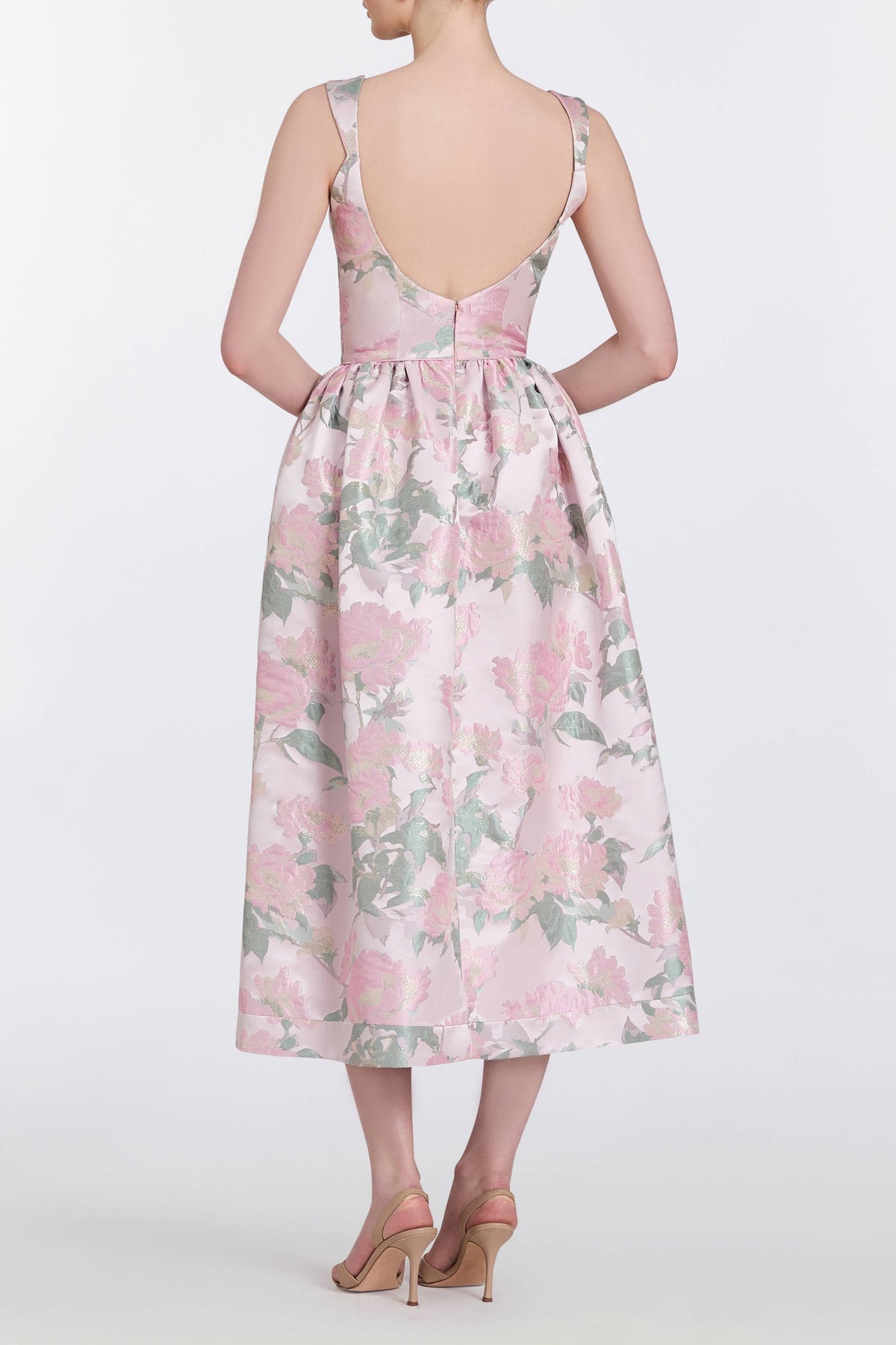 Apple Light Pink Brocade Corset Midi