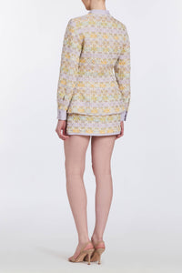 Raven Pastel Metallic Tweed Long Sleeve Button Down Top