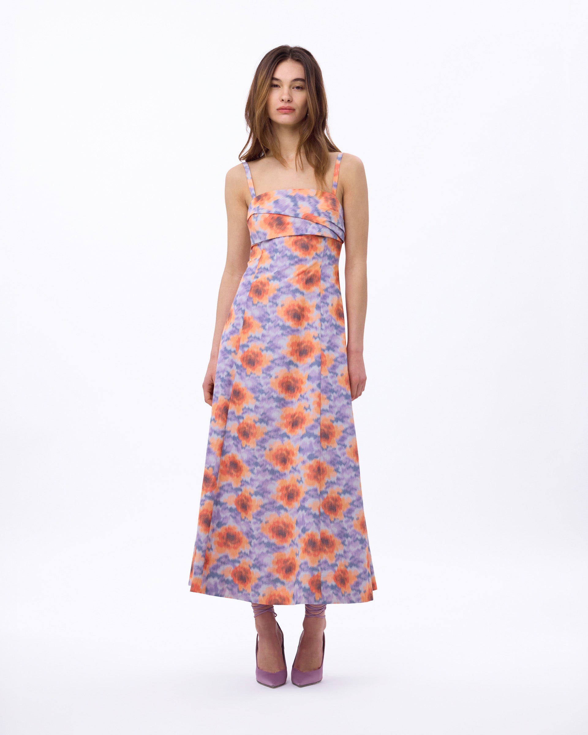 Meredith Dress in Orchid & Apricot