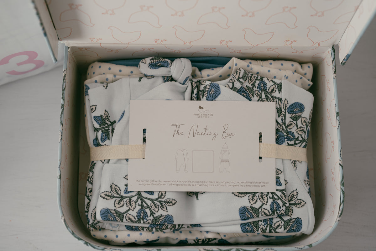 Nesting Box in Blue Bouquet Floral