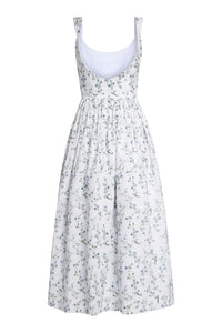 OTM Exclusive: Linen Apple Beaded Floral Embroidered Corset Midi Dress