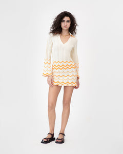 Miles Dress in Cream & Orange Peel Multi