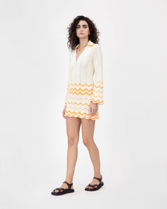 Miles Dress in Cream & Orange Peel Multi