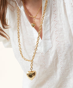 The Mini Puffy Heart Necklace in Gold