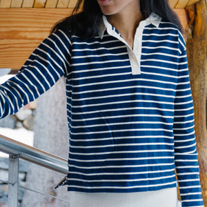 Women’s Navy Stripe Rugby Shirt