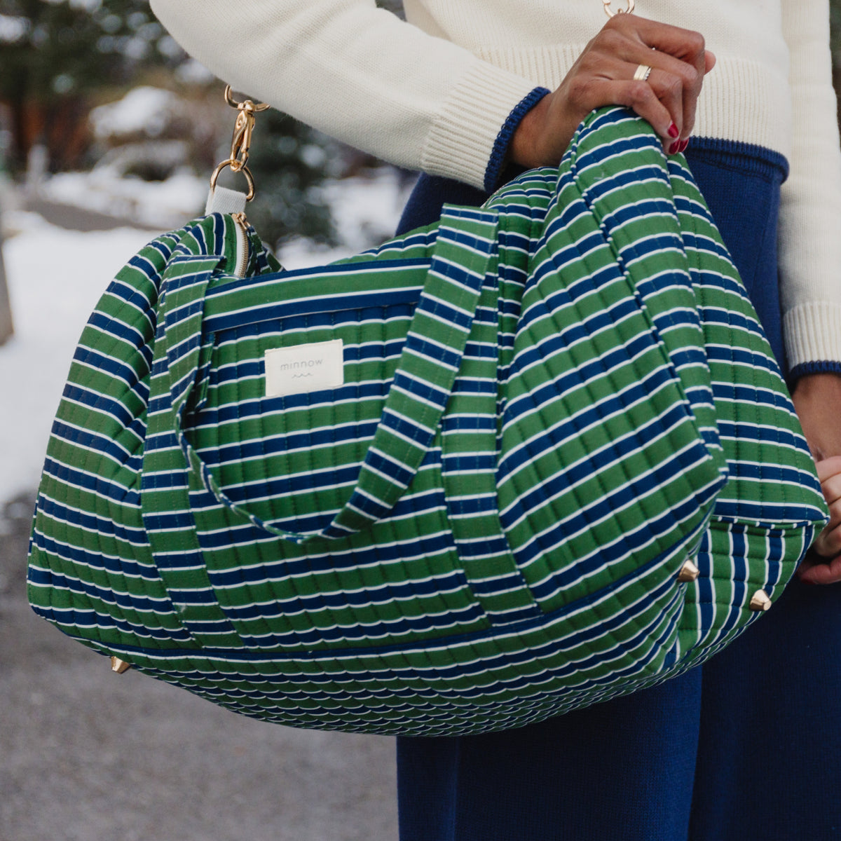 Evergreen Stripe Weekender Bag