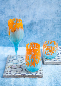 Nuvola Orange and Light Blue Wine Glass