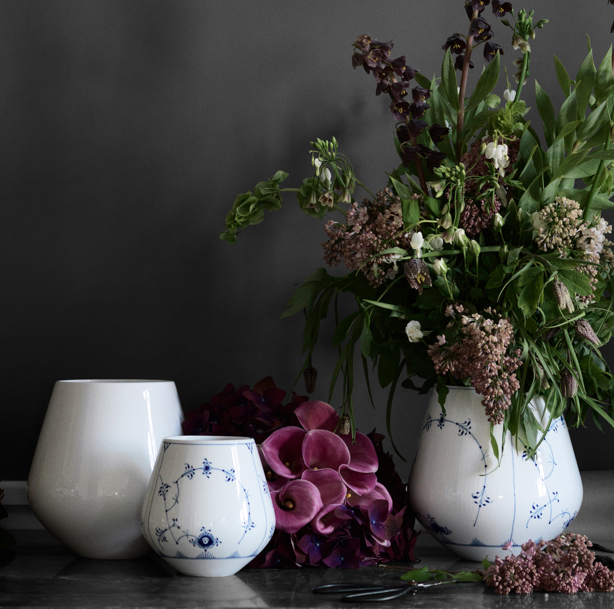 Blue Fluted Plain Vase Large 20.5cm 8"