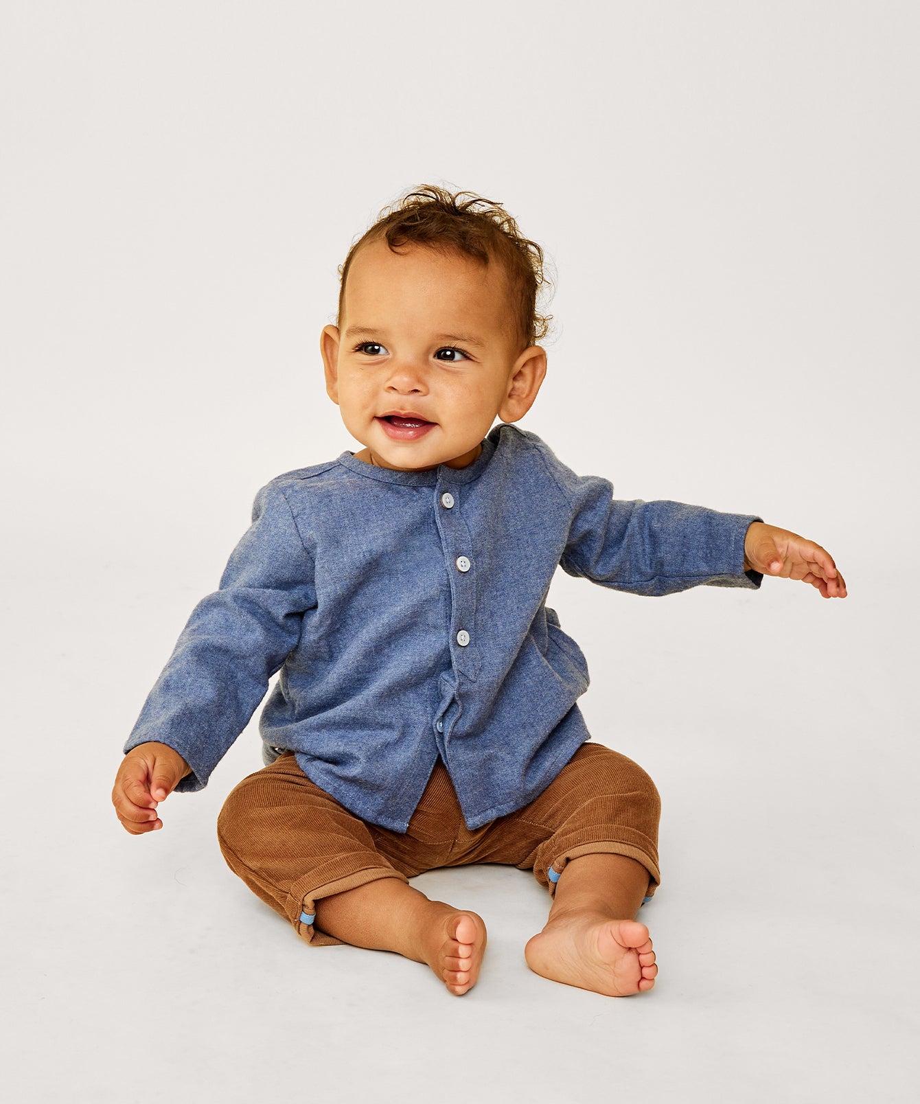 Lupo Baby Shirt in Blue Flannel