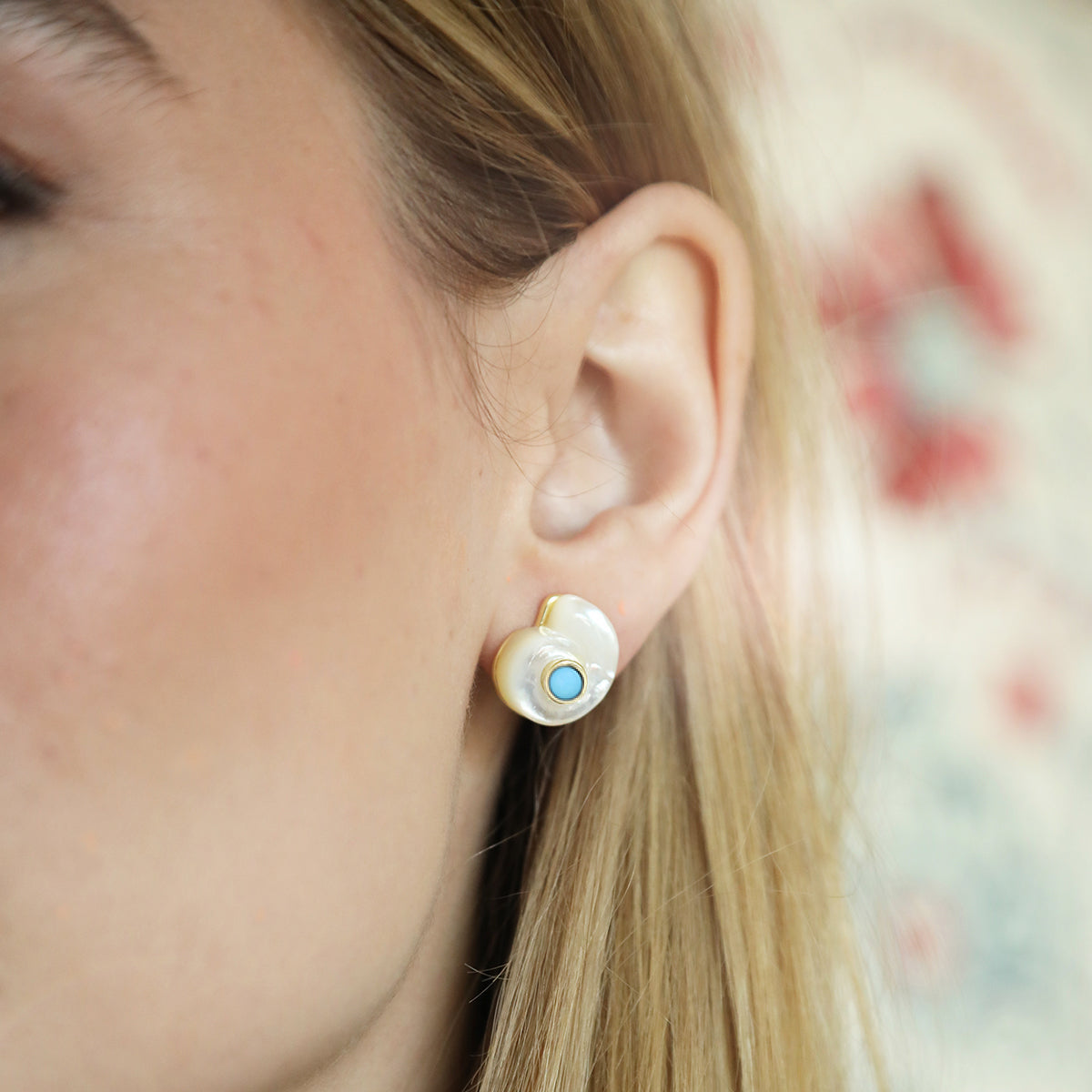 Monomoy Shell Stud in Turquoise