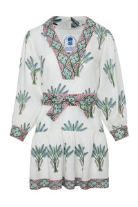Mykonos Mini Dress in Blue Palm
