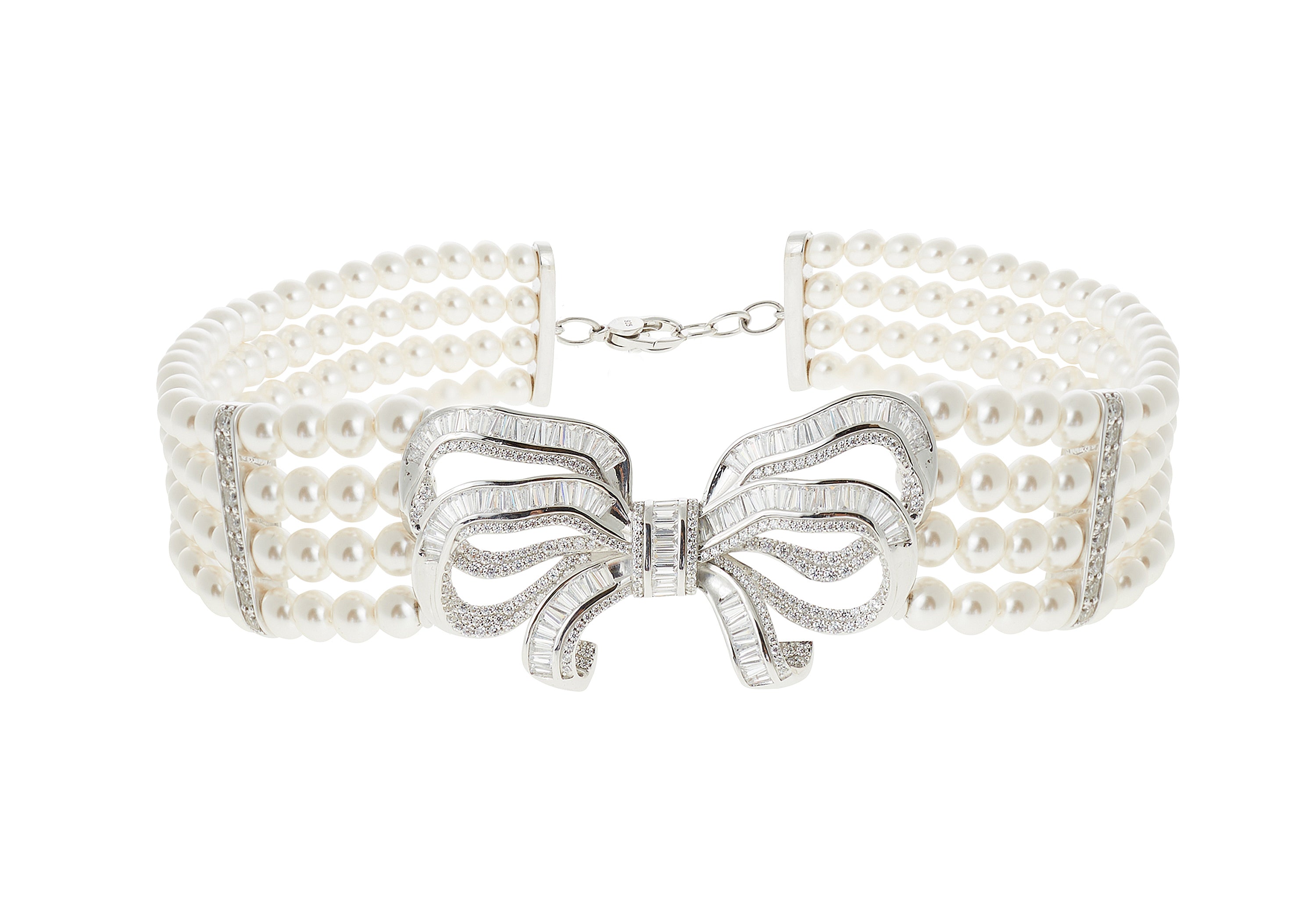 Bow Pearl Choker Necklace