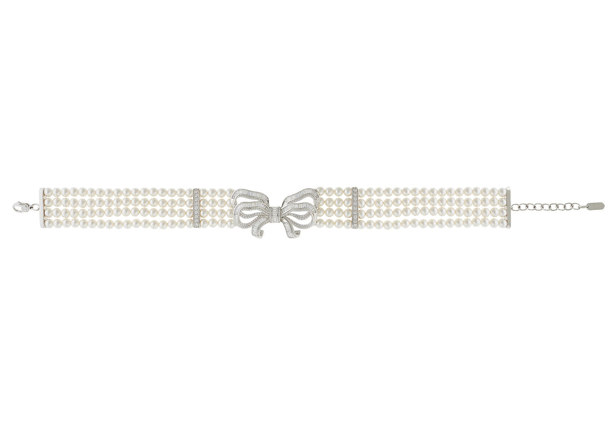 Bow Pearl Choker Necklace