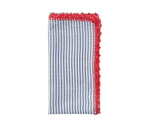 Kim Seybert, Inc.Seersucker Napkin in Navy & Red, Set of 4Napkins