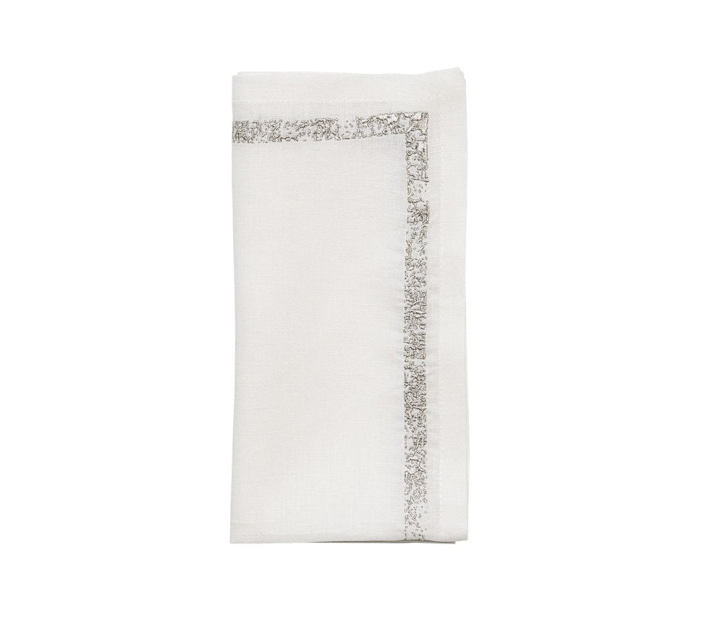 Kim Seybert, Inc.Impression Napkin in White & Silver, Set of 4Napkins