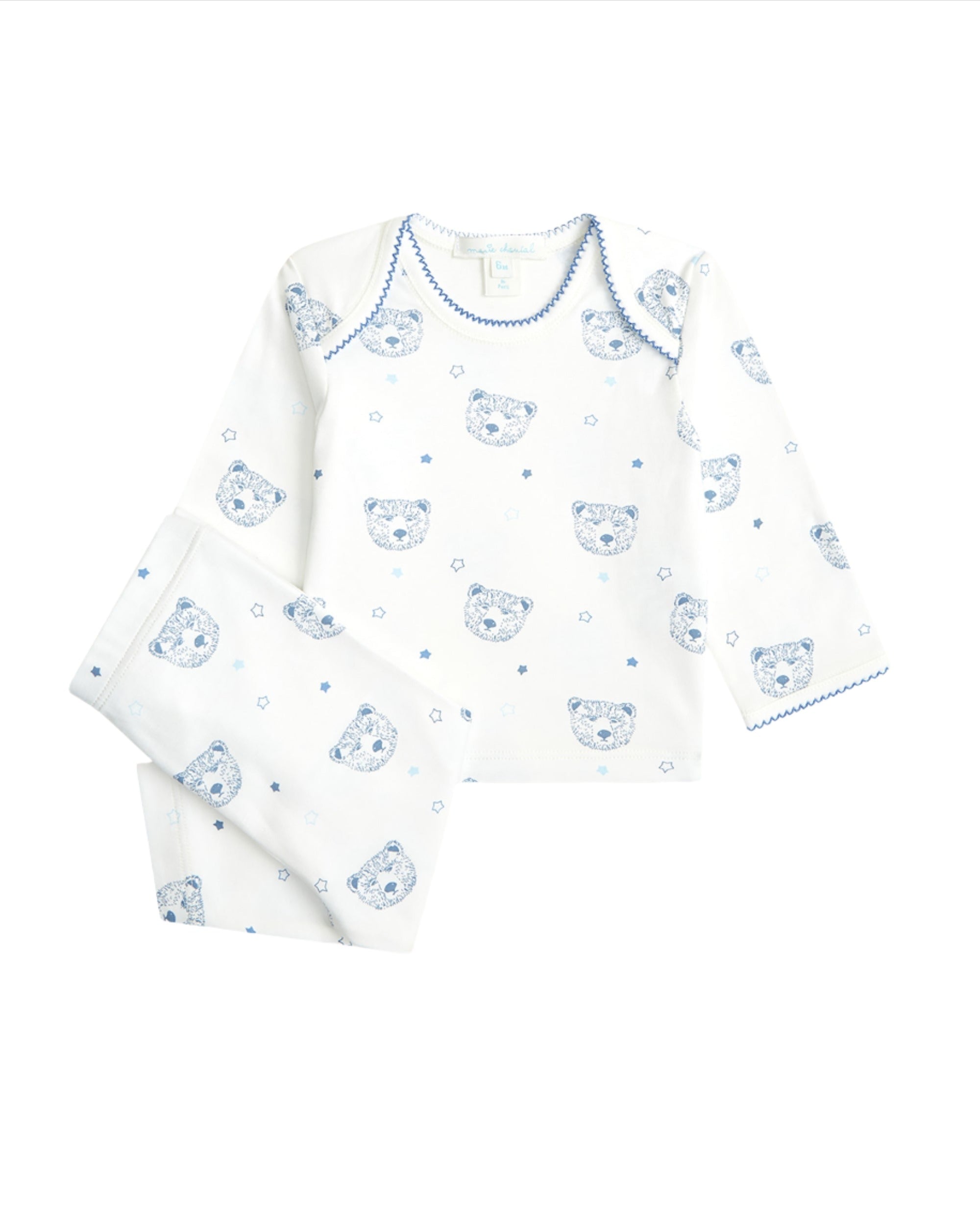 Bear Print Two Piece Set in Baby Blue