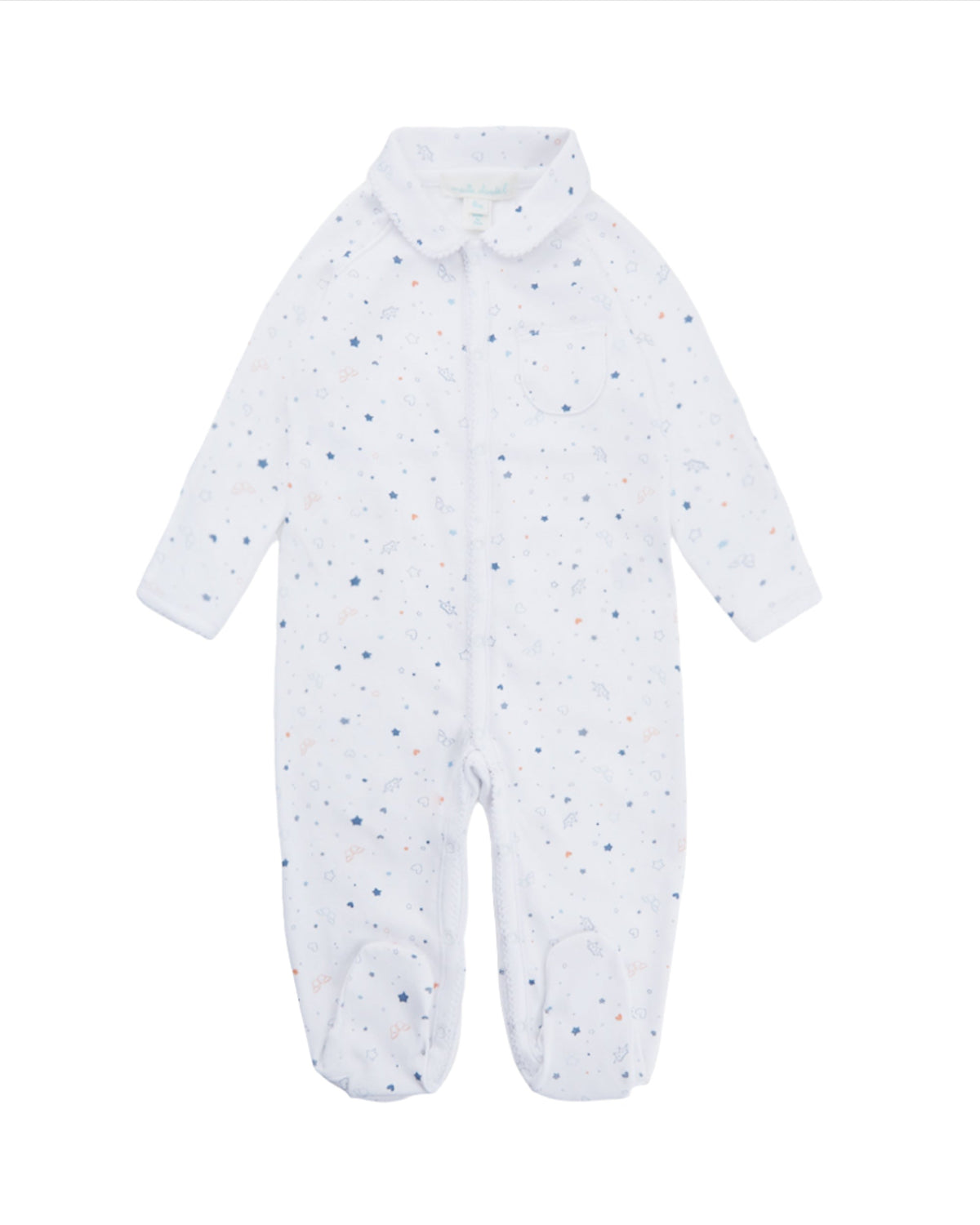 Star & Crown Sleepsuit With Mittens in Blue