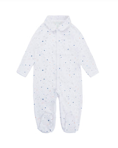 Star & Crown Sleepsuit With Mittens in Blue