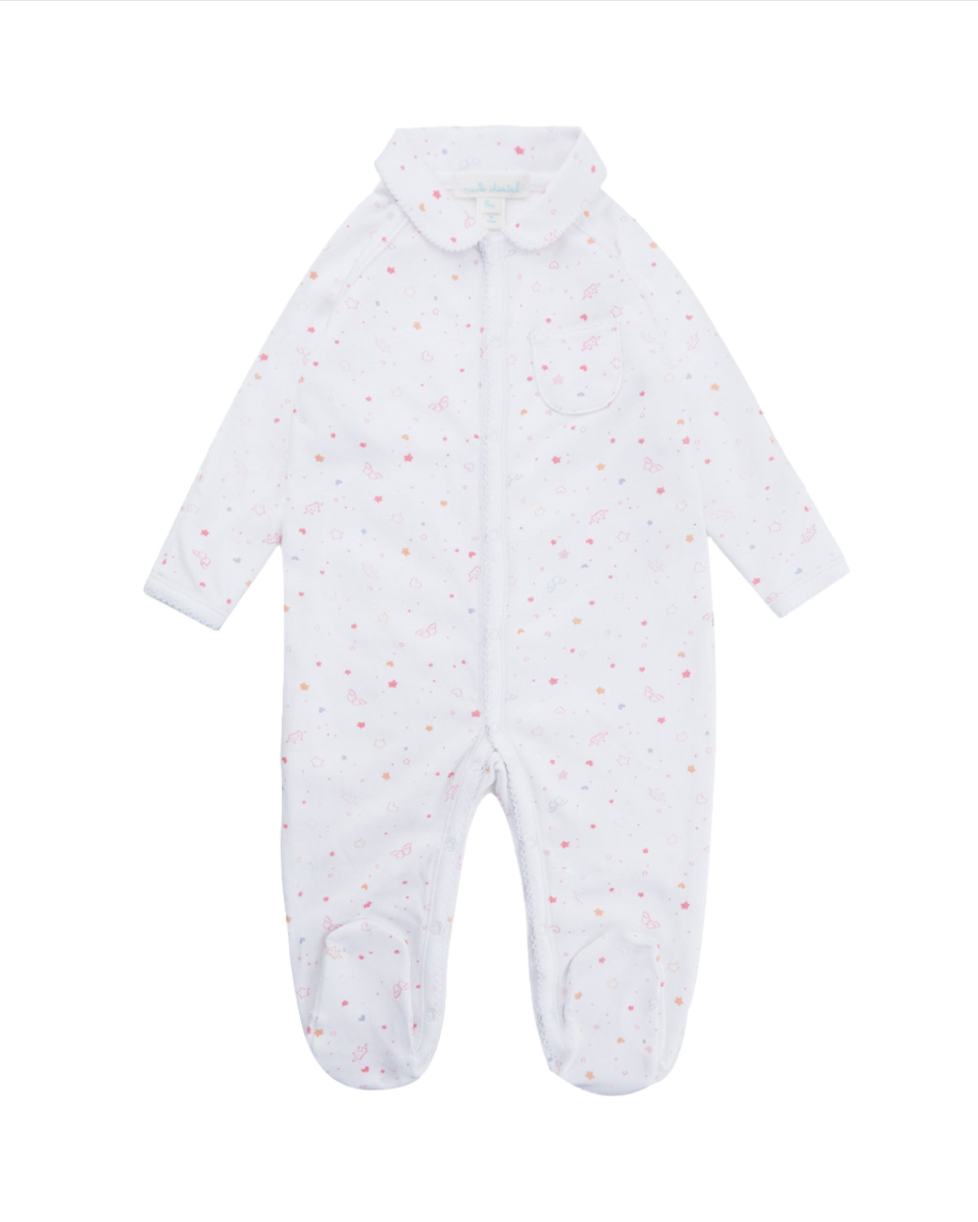 Star & Crown Sleepsuit With Mittens in Pink