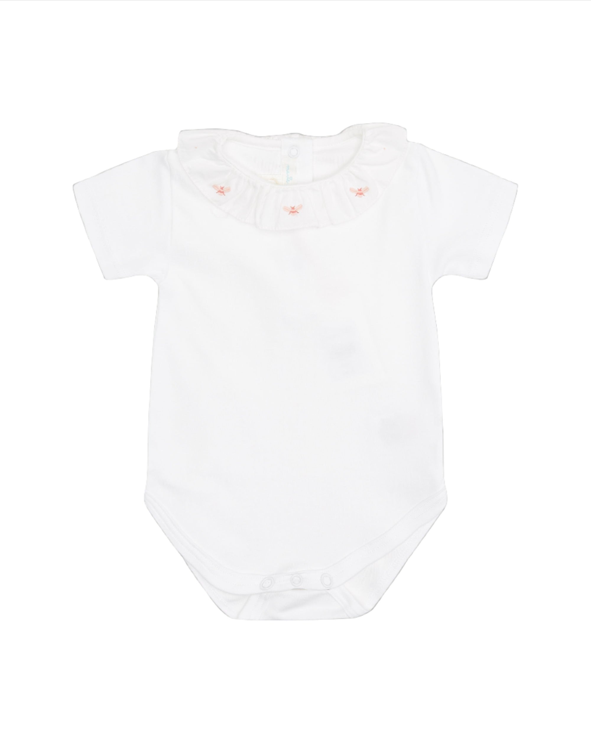 Alexandra Ruffle Collar Onesie in Bee Embroidered