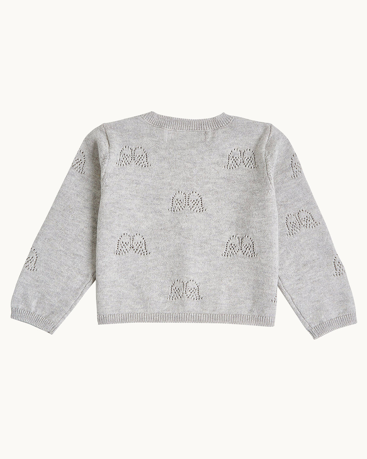 Angel Wing Pointelle Cardigan in Grey