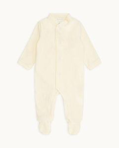 Velour Angel Wing Sleepsuit in Gold & Cream