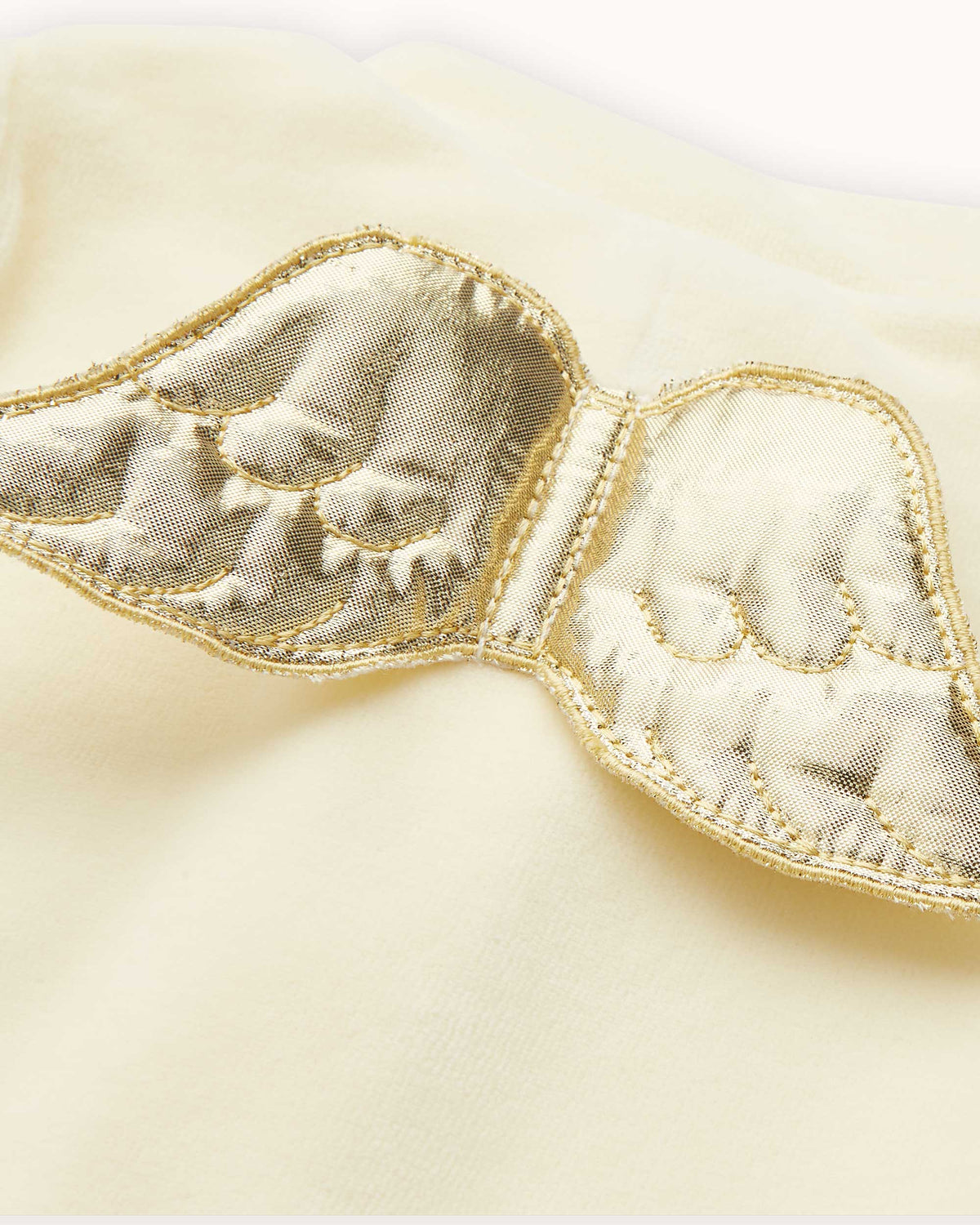 Velour Angel Wing Sleepsuit in Gold & Cream