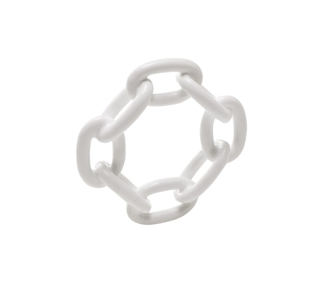 Kim Seybert, Inc.Enamel Chain Link Napkin Ring in White, Set of 4Napkin Rings