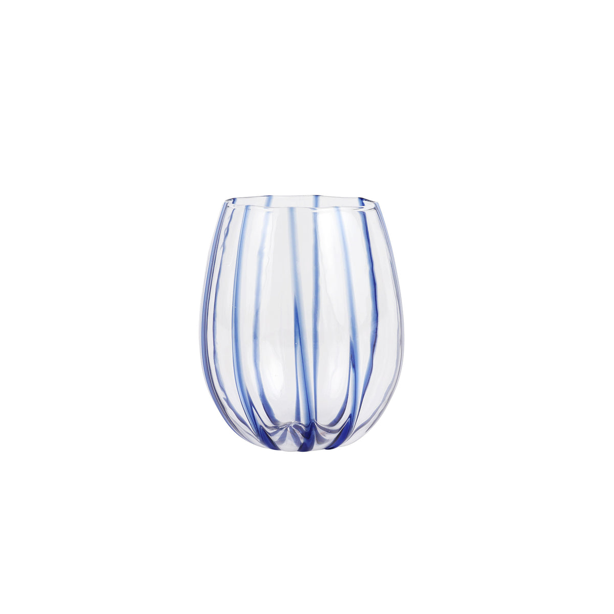 Nuovo Stripe Blue Stemless Wine Glass