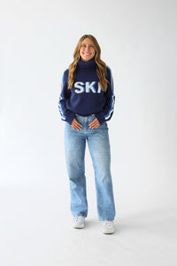 Cropped Ski Turtleneck Sweater in Navy