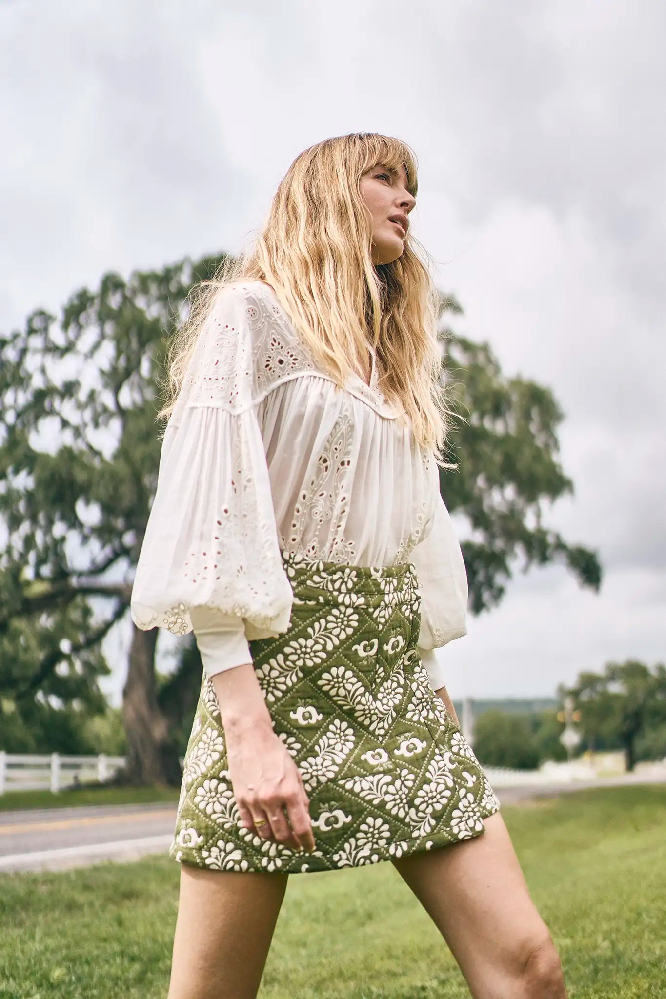 Powell Skirt in Legacy Jacquard Olive