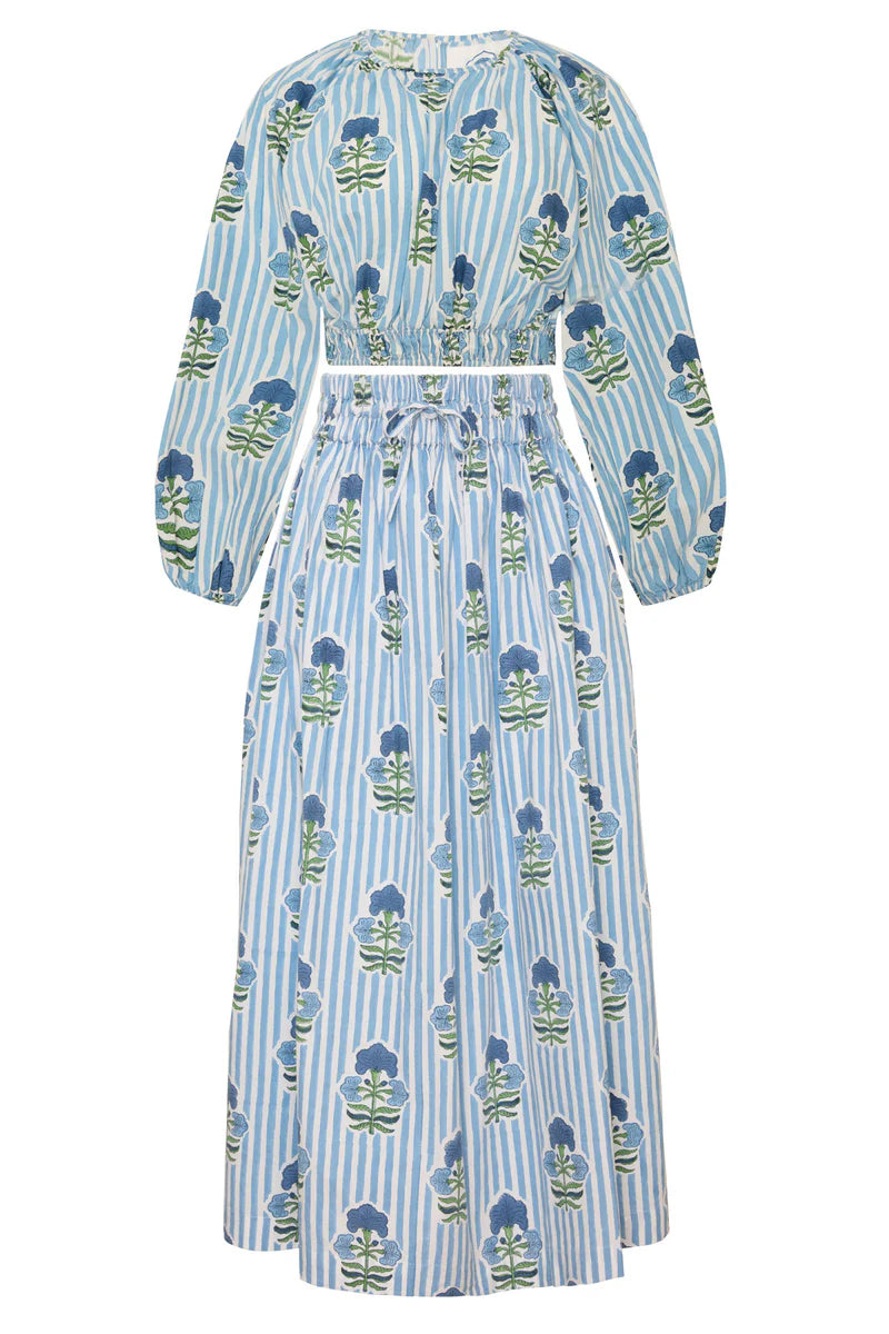 Newport Top in Blue & Green Flower