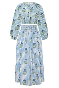 Newport Top in Blue & Green Flower