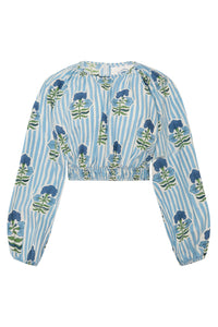 Newport Top in Blue & Green Flower