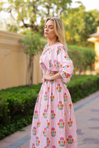 Newport Top in Pink & Orange Flower