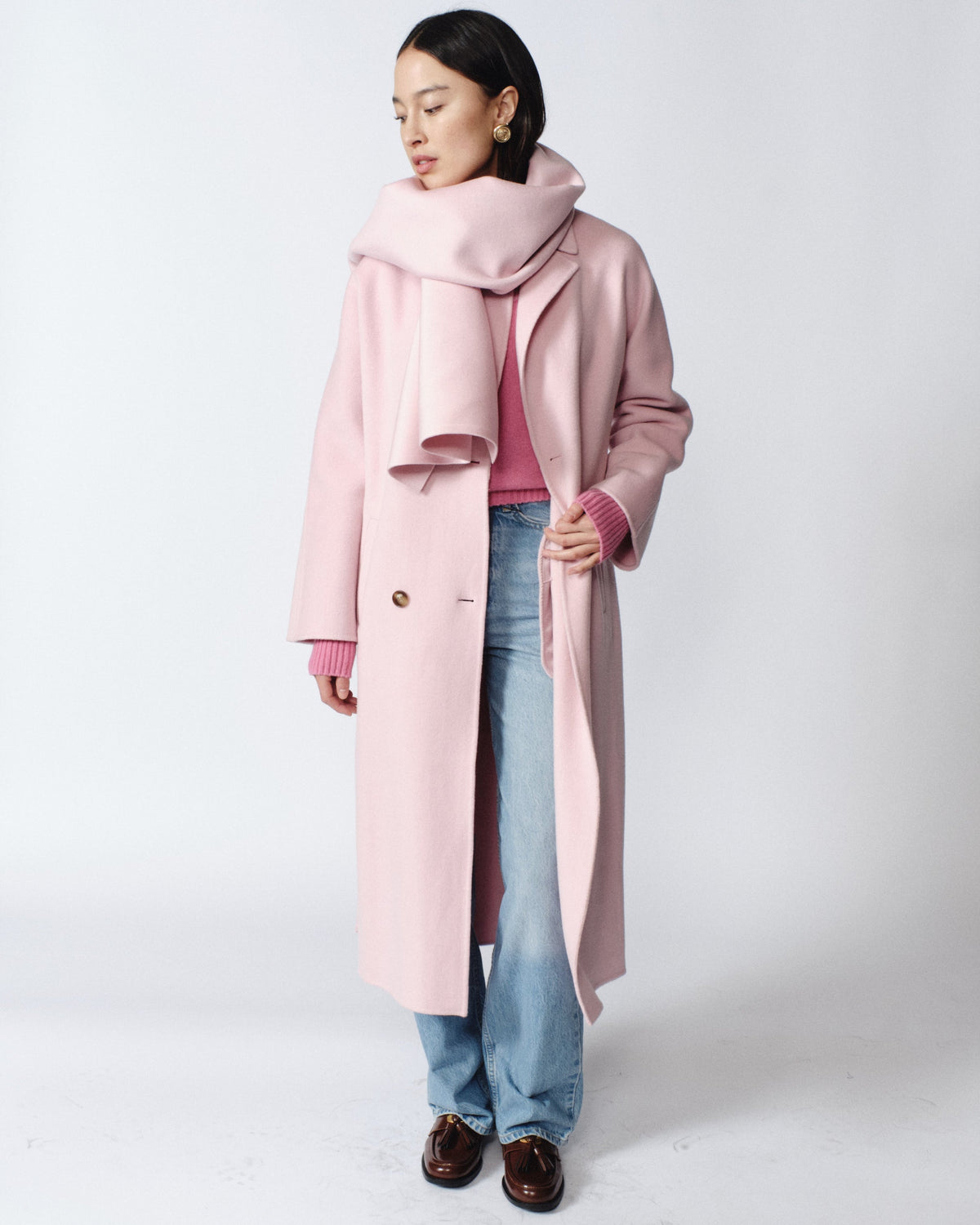 Nicola Cashmere Coat in Pink