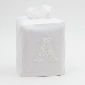 Monogram Nouveau Tissue Box in White on White