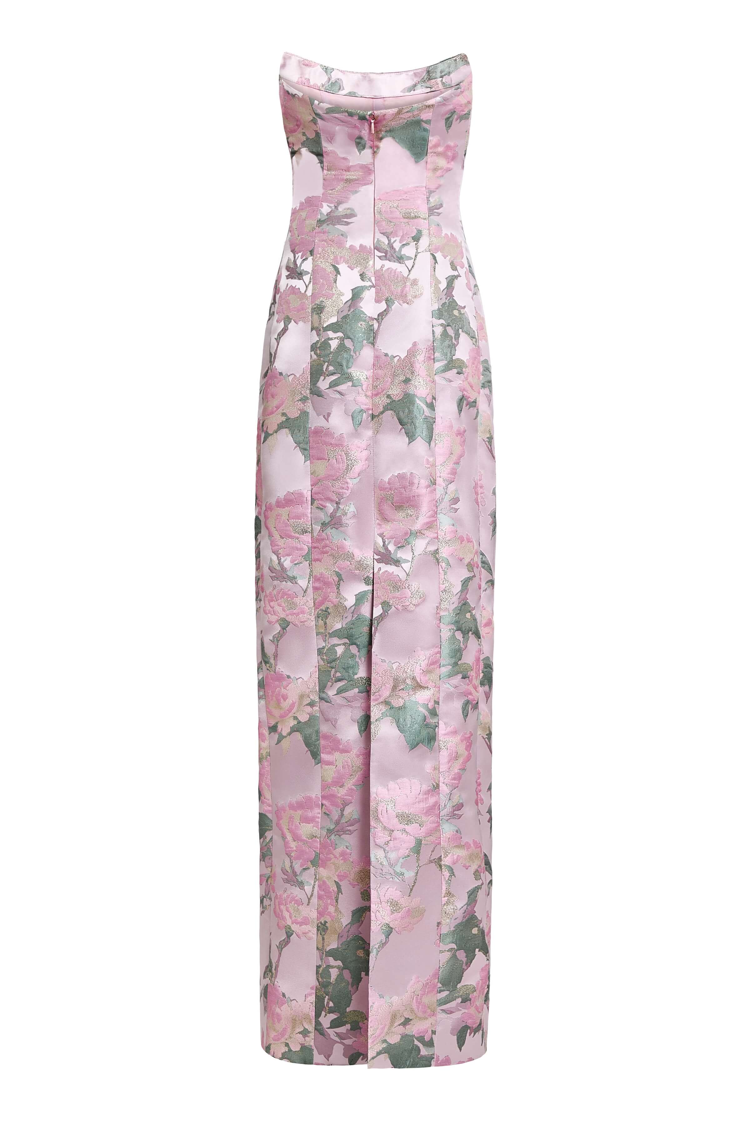 Odessa Light Pink Brocade Column Gown