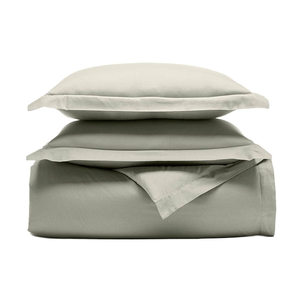 Percale Hemmed Duvet Set in Sageleaf