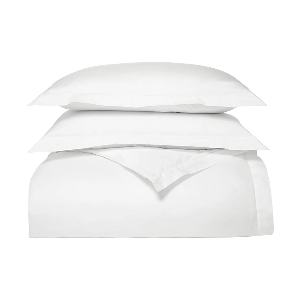Signature Hemmed Duvet Set in White