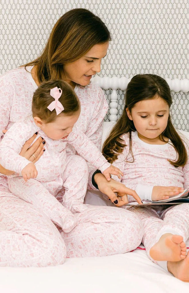 New York City Two Piece Kids Pajamas in Pink