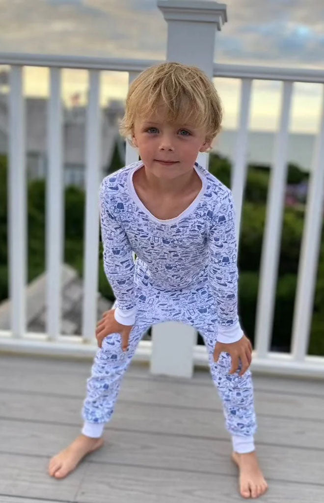 Nantucket Two Piece Kids Pajamas in Nantucket Nantucket Sky Blue