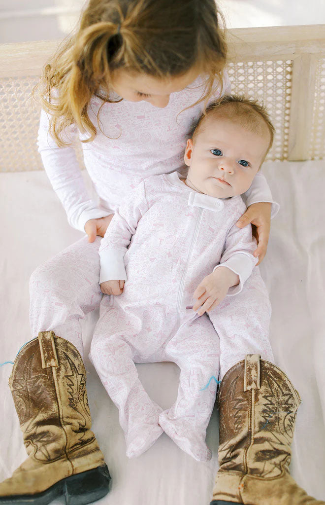 Houston Zip Baby Onesie in Houston Cowgirl Pink