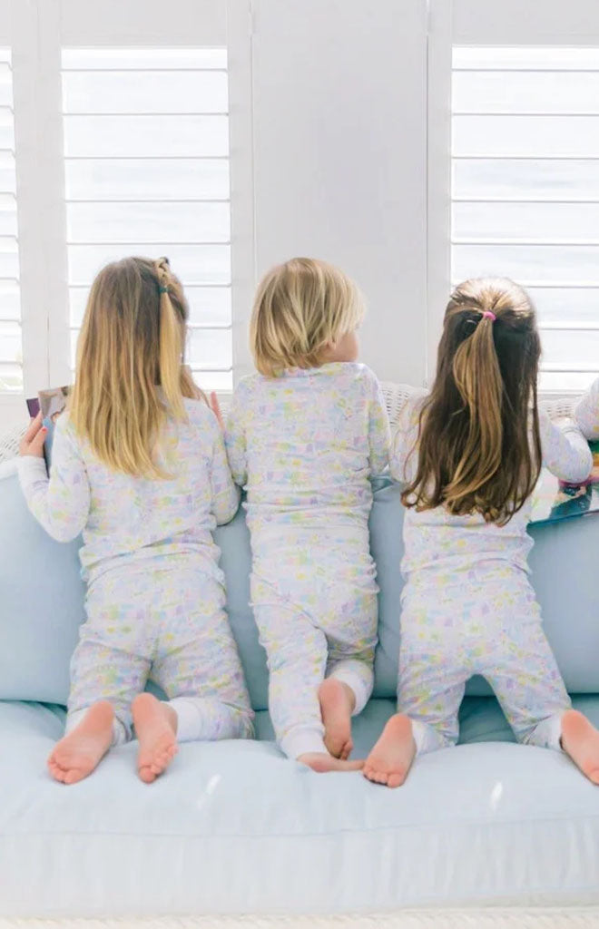 Charleston Two Piece Kids Pajamas in Rainbow Row Multi
