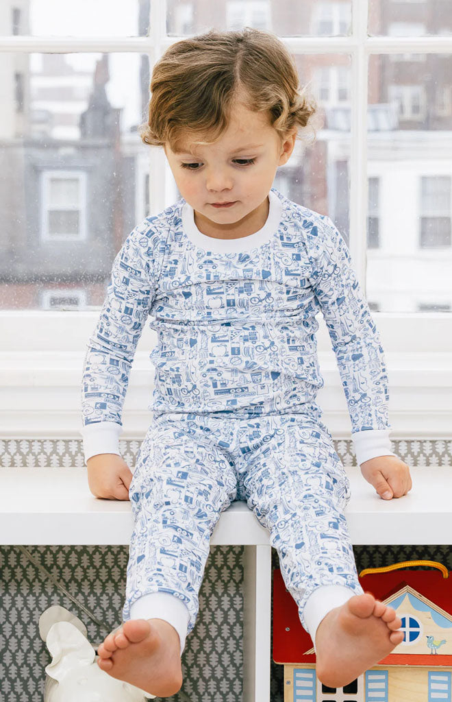New York City Two Piece Kids Pajamas in NYC Blue