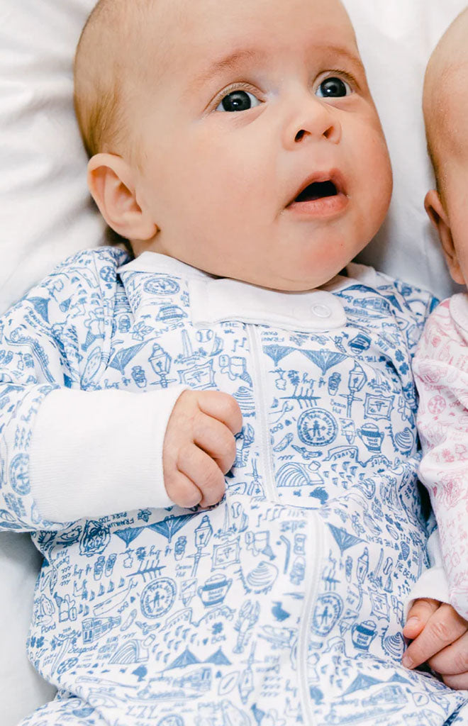 Boston Zip Baby Onesie in Sailor Blue