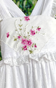 Heirloom Handkerchief Dress in Pink Hibiscus & Snowdrops, 10Y