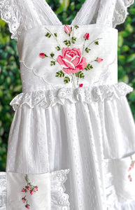 Heirloom Handkerchief Dress in Pink Roses & Rosebuds, 6Y