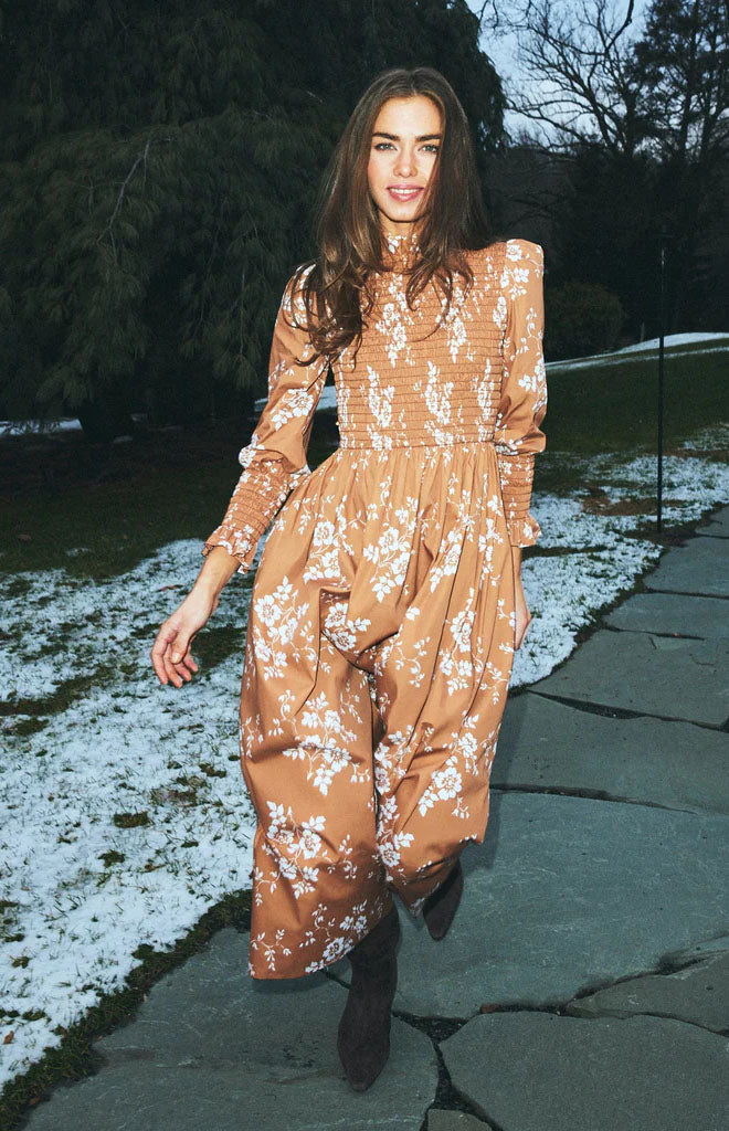 Molly Dress in Floral Burnt Orange