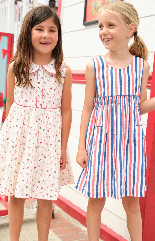 Girl’s Surfrider Stripe Double Bow Pinafore Dress
